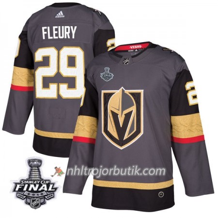 Män Ishockey Vegas Golden Knights Tröja Marc-Andre Fleury 29 2018 Stanley Cup Final Patch Adidas Grå Authentic